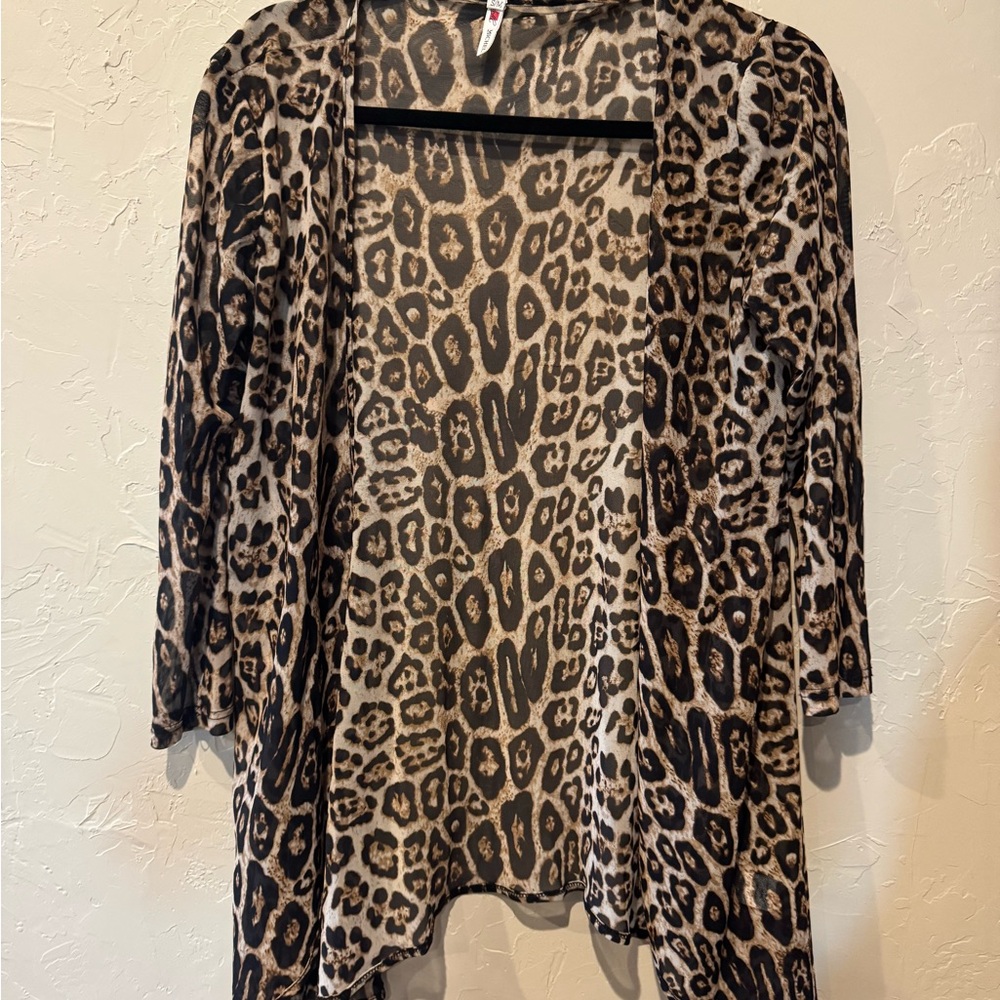 Michel Animal Print Sheer Cardigan
